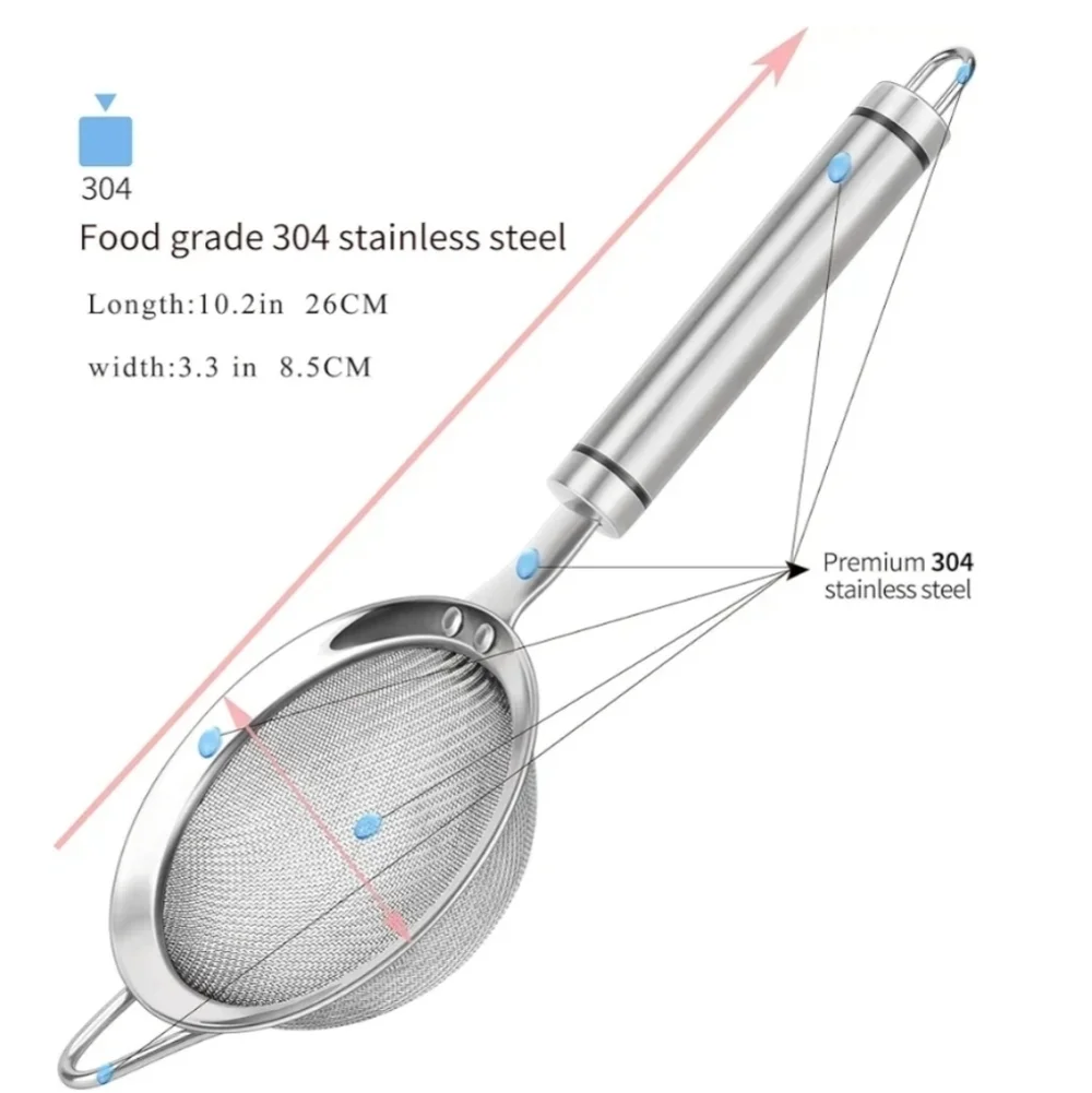 Sunwukin 304 Stainless Steel Mesh Strainer Brand New
